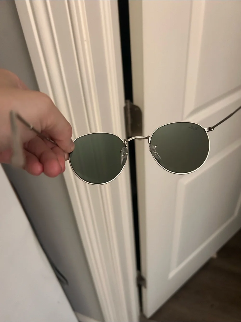 Ray-Ban Silver Frame Sunglasses with Blue Mirrored Lenses